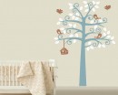 Tall Tree with Birds Leaves Shelf Tree Stickers